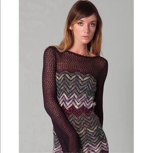 Free People Crochet Knit Chevron Dress Multi Color